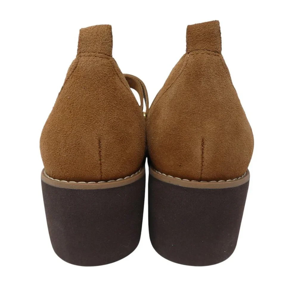 Vionic Alma Brown Suede Wedge Heel Mary Jane Shoes Womens 8.5 Wide